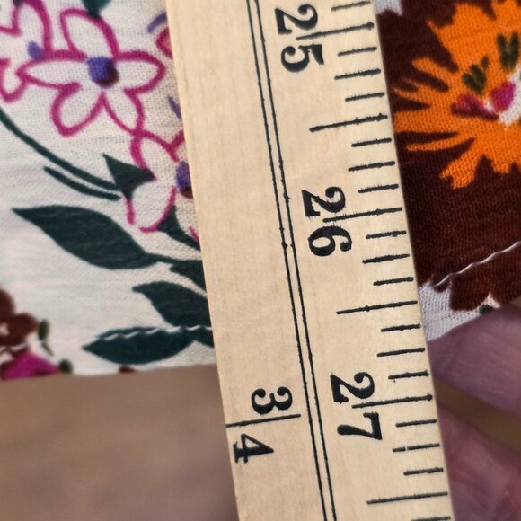 🔴Lovely J Women's Blouse Balloons Sleeves Floral Deep V neck Multicolor Medium - Picture 10 of 11